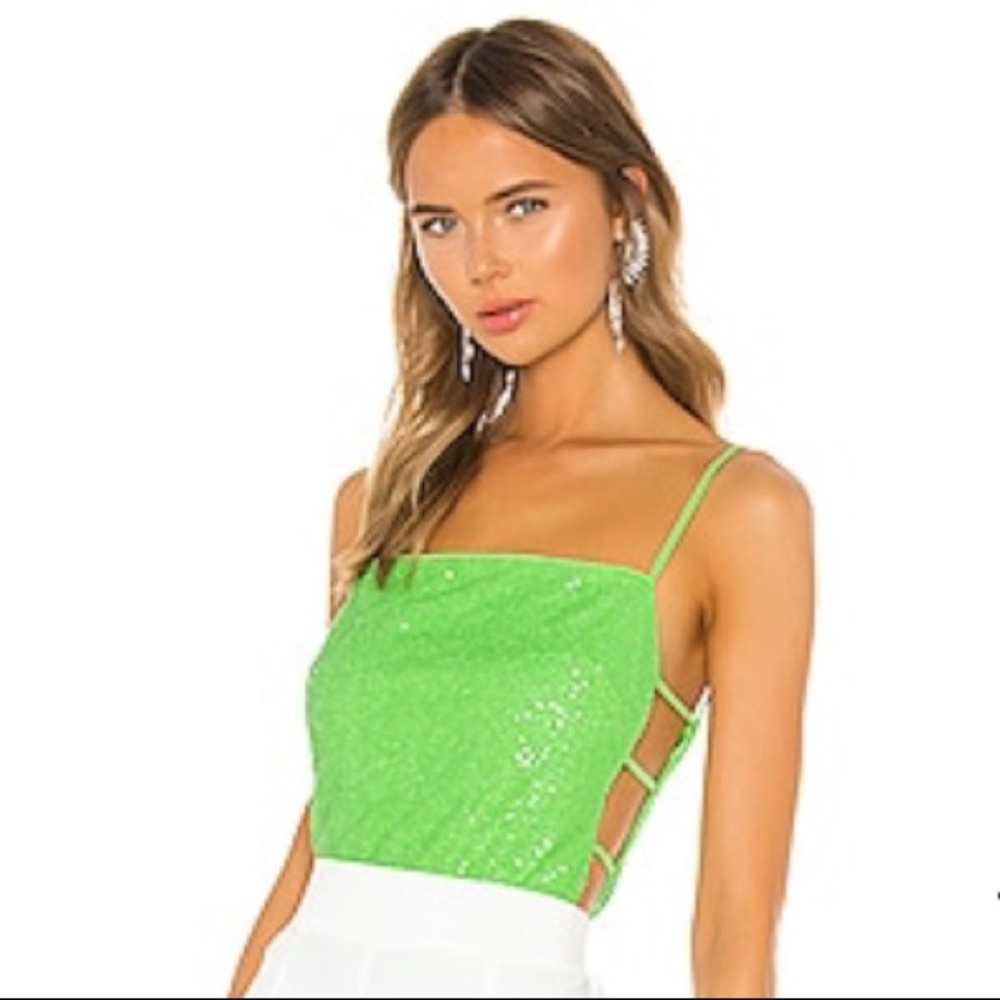 Revolve superdown sequin green top